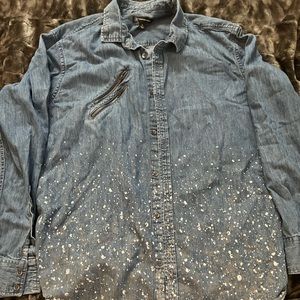 Mens Paint Splat Jean Shirt Xl